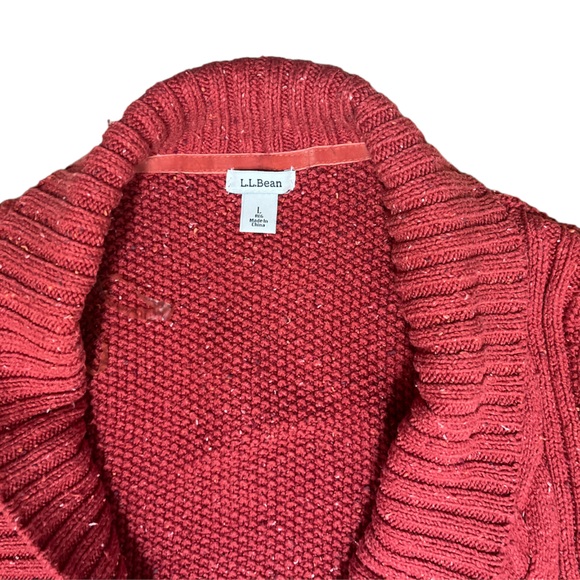 Lands’ End Women’s Orange Rust Colored Thick Open Front Sweater Cardigan, Large - Picture 2 of 8